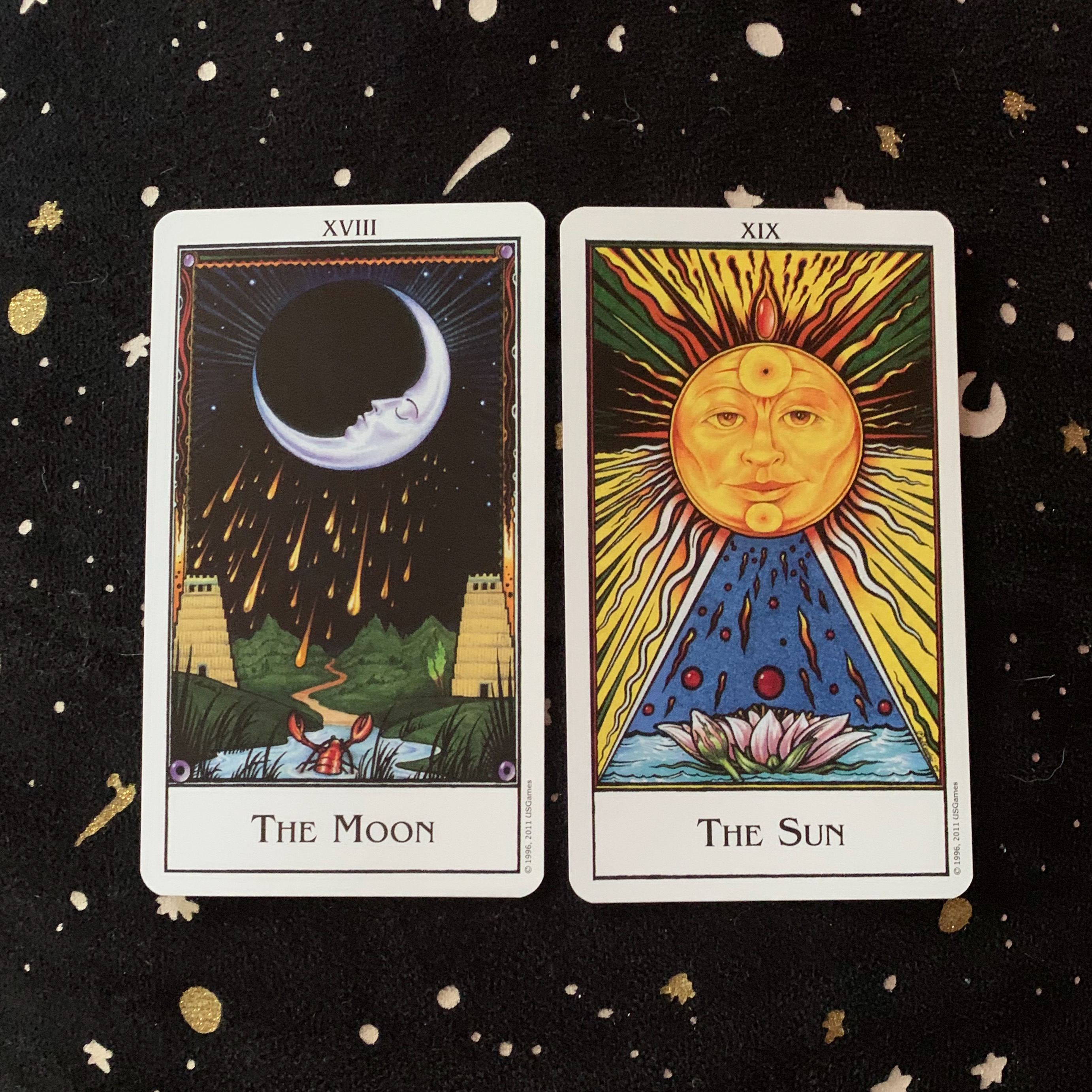 The Sun and The Moon Cards from The New Palladini Tarot